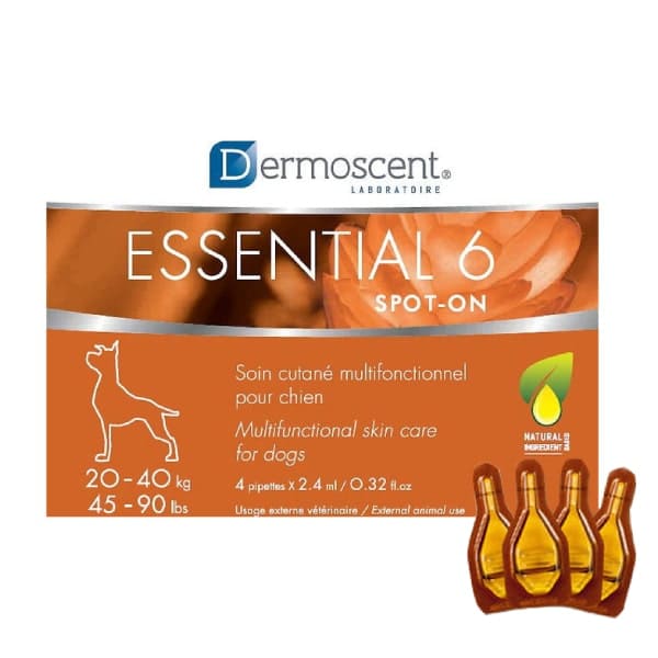 Dermoscent Essential 6 spot-on pilieni suņiem ādas kopšanai 20–40 kg 2.4 ml N4